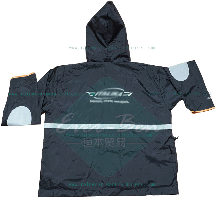 Black reflective rain jackets for men